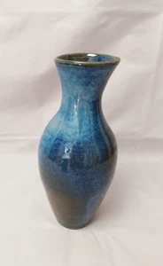 Lovely Handmade Studio Pottery Blue Stoneware Vase - 26cm Signed MB - Picture 1 of 6