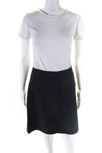 APC Womens Cotton Zip Up Closure Lined Dark Navy Blue A-Line Skirt Size 36 - Picture 1 of 6