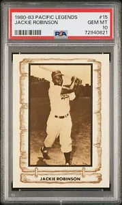 1980-83 Pacific Legends 15 Jackie Robinson PSA 10 HOF Brooklyn Dodgers - Foto 1 di 2