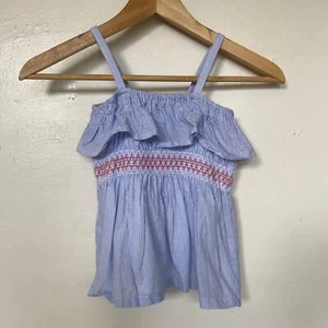 Girls Janie and Jack Spaghetti Strap Blue Pink Frilly Shirt - Picture 1 of 5