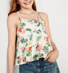 OLD NAVY GIRL'S FLORAL PRINT TIERED SWING CAMI COTTON TOP M/8 L 10-12 XL 14-16 - Picture 1 of 3