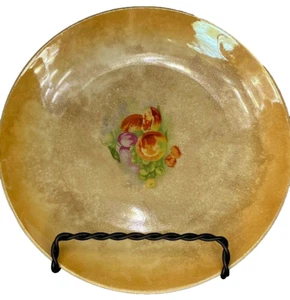 VTG Lusterware Hand Painted? Decorative Bread Desert Saucer Plate Orange Peach - Picture 1 of 7