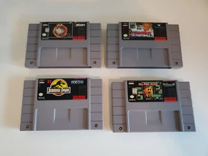 4 Game SNES Super Nintendo Lot - Jurassic Park + NBA Jam + Ms Pac-Man + 1 More! - Picture 1 of 3