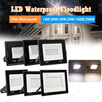 LED Floodlight Outside Light 10W-200W Security Flood Lights Outdoor Garden Lamp - Image 1 of 4