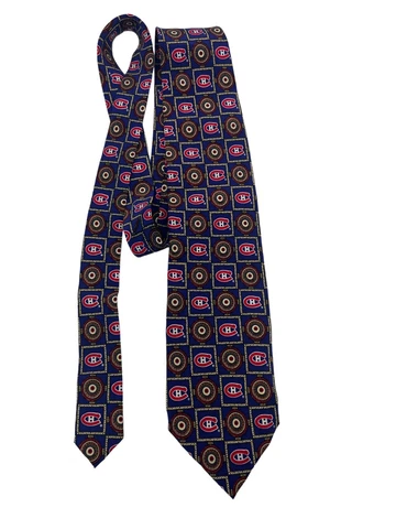 VTG Montreal Canadiens Hockey Novelty Logo Print 100% Silk Neck Tie NHL Cover