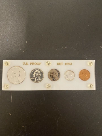 1962 US SILVER PROOF Set! Includes SILVER Franklin Half Dollar! Old US Coins! Cover