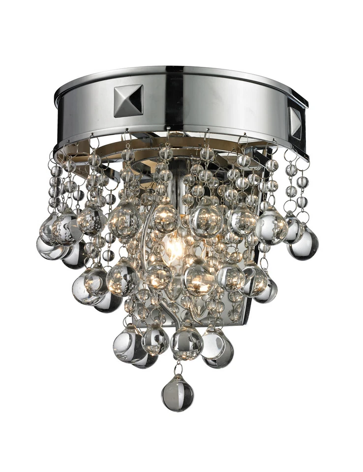Z-Lite Iluva 1 Light Chrome And Crystal Wall Sconce Orig $480 - Imagem 1 de 1