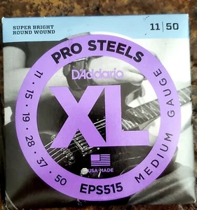 D'Addario  EPS515 ProSteels Electric Guitar Strings, Medium 11-50 - Picture 1 of 2