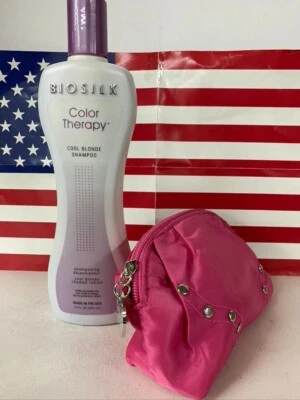 Biosilk Color Therapy Cool Blonde Shampoo 12 oz & Make up bag - Image 1 of 3