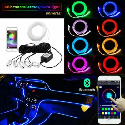 6M RGB LED Auto Innenraum Glasfaser Neon Draht Streifen Atmosphäre Lichter Kit - Bild 1 von 4