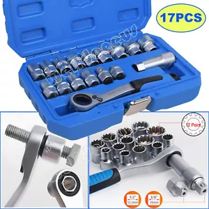 Durchsteck Ratsche Steckschlüssel Satz 17 tlg. Durchsteckknarre 3/8 1/2" 10-24mm - Bild 1 von 15