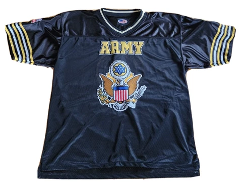 US ARMY Military Stitched America flag patriotic USA Black FOOTBALL JERSEY | 2XL Cover