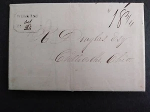 Pennsylvania: Wilkins 1844 Stampless Cover, Octagonal Black Boxed Straight Line - Bild 1 von 6