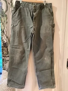 Carhartt B11 MOS Original Dungaree Fit Green Canvas Carpenter Work Pants, 30x30 - Picture 1 of 7