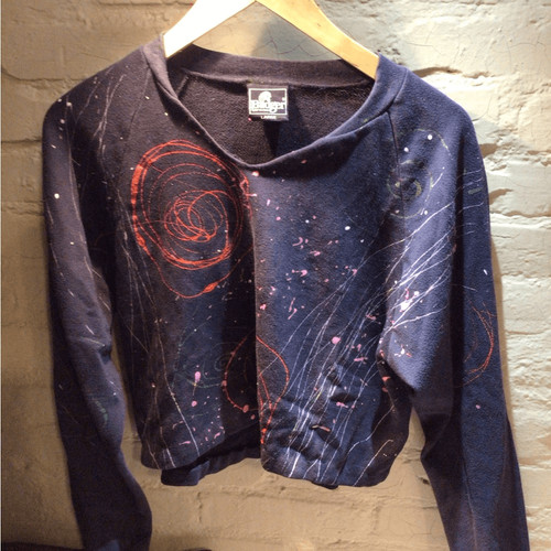 BALENCIAGA NUOVO! Felpa Vintage Spinning Planets Nera e Multicolore Grafica