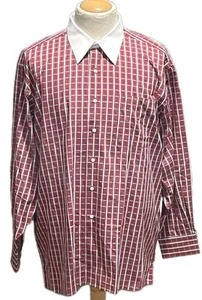 New Maus & Hoffman Red & Navy Blue Button Long Sleeve Casual Shirt Mens Sz 2XL - Picture 1 of 8