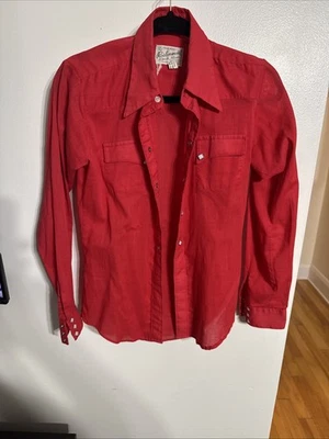 VTG Tru West Rockmount Ranch Wear Custom Red Western Snap Front Shirt SZ Small - Image 1 of 4
