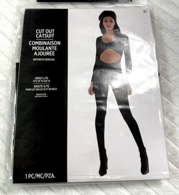 Cut Out Catsuit Black Suit Yourself Fancy Dress Halloween Adult L/XL - Image 1 of 4