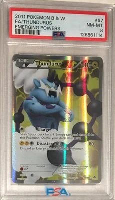 2011 Pokemon Black & White Emerging Powers PSA 8 Thundurus FULL ART Holo #97 - Image 1 of 2