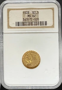 1928 $2,5 indiano MS62 NGC (#PA363572020) - Foto 1 di 2