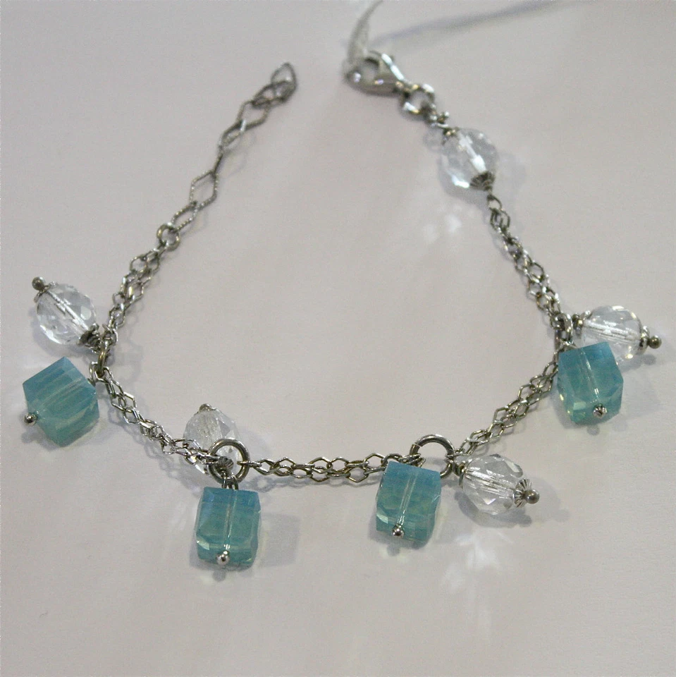 Silber Armband 925 Rhodium mit Kristallen Blau Und Klar - Bild 1 von 1