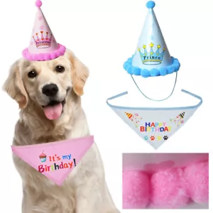 Juego de 2 piezas accesorios para mascotas perrito gato gorros pañuelo ajustable pañuelo para el cuello hágalo usted mismo - Imagen 1 de 13