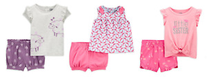 Child of Mine by Carter's Baby Girl Top & Shorts 2pc Outfit Sets NEW