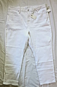 Pantalones de mezclilla blancos Good American Classic 5 bolsillos pierna recta elásticos Plus22 nuevos con etiquetas - Imagen 1 de 15