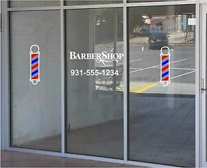 Barber Shop & Barber Poles Business Vinyl Decal Sticker Window Lettering