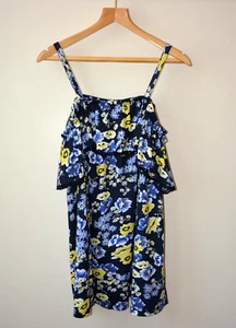 EX YOURS NAVY+YELLOW FLORAL FRILL LAYER OFF SHOULDER TOP PLUS SIZE 16-34/36 - Picture 1 of 10
