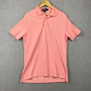Ralph Lauren Polo Shirt Mens Large Pink Short Sleeve Blue Embroidered Pony