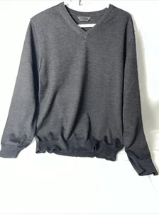DALMINE Uomo Vintage Merino Wool Sweater Dark Gray  V Neck Size M -Made in Italy - Bild 1 von 5