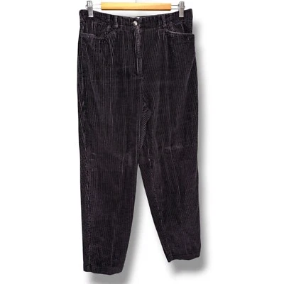 VTG Talbots Gray Corduroy Pants Pockets Stretch Wale Tapered Leg 12 Petite Wide - Image 1 of 4