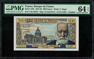 P-133b  France  500 Francs 6.2.1958 UNC PMG 64 EPQ No pinholes - Picture 1 of 2