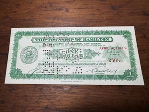 T2 : billet annulé 1 dollar Hamilton, New Jersey 1936 - Photo 1/5