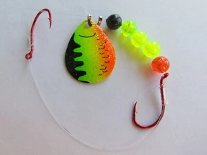 5 Spinner Raupengeschirr Größe 3 Colorado Blades 2 Haken Firetiger Köderfisch - Bild 1 von 1