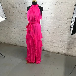 Alice + Olivia Dress Womens 6 Pink Emelia Silk Halter Maxi Dress $795 - Bild 1 von 20
