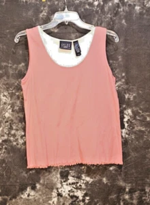 Crazy Horse Sleeveless Rose and White Cotton Top - Size Medium - Picture 1 of 2