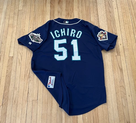 Seattle Mariners Ichiro Suzuki 2001 Russell Athletic Authentic Jersey Mens 44 L Cover