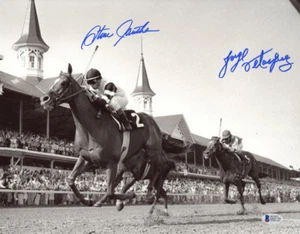 STEVE CAUTHEN & JORGE VELASQUEZ SIGNED 11x14 PHOTO ALYDAR AFFIRMED BECKETT BAS - Picture 1 of 4