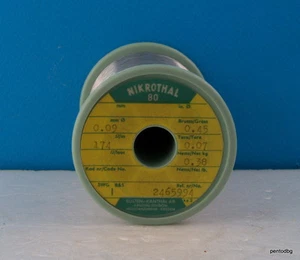 Alambre de nicho 0,09 mm 39AWG 174 Ώ/m 53 ώ/pie 380 gr NIKROTHAL 80 KANTHAL RARO - Imagen 1 de 3