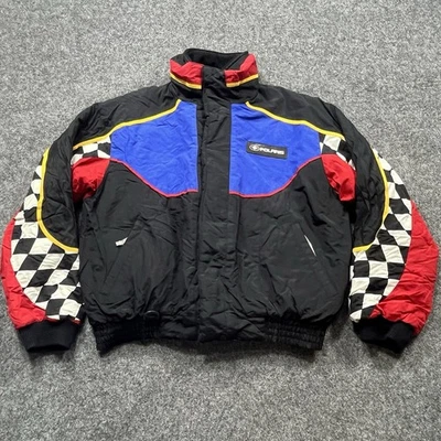 Vintage Polaris Snowmobile Jacket Coat Mens Large Retro Riding Red Black Blue - Image 1 of 4