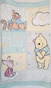 Winnie The Pooh Disney Baby Crib Quilted Blanket Piglet Tigger Hugs Double Sided - Picture 1 of 17