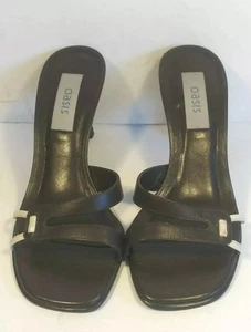 OASIS SIZE 3 BROWN LEATHER MULES SLIDERS. H32073025 - Picture 1 of 12