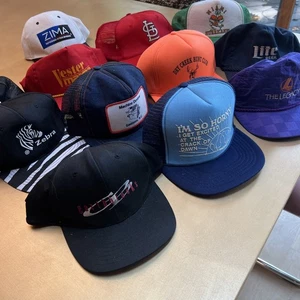 Lot of 12 Vintage Snapbacks Blue Black Trucker Hats 80’s 90’s Caps Mesh Back - Picture 1 of 23