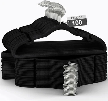 Non-Slip Velvet Clothes Hangers – 30/50/100/200 Pack, Black, Gray, Ivory - Image 1 of 4