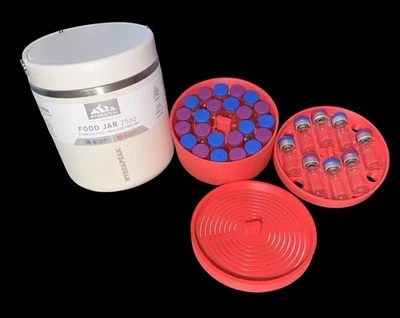 Tarro de comida Hydrapeak de 25 oz + insertos de almacenamiento de péptidos para 31 frascos - marfil Foto 1 de 2