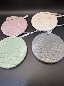 Temp-tations by Tara Ceramic Christmas Ornaments Set of 4 Trees Pastel Colors - Picture 1 of 13