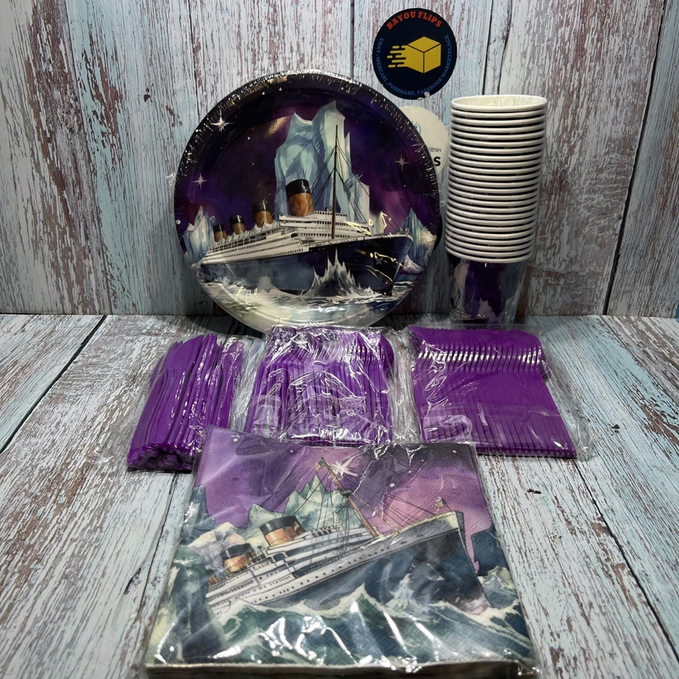 Cruise Ship Party Tableware Set - Serves 24Tableware.Plates,cups,napkins,utensil - Image 1 of 4