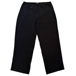 EILEEN FISHER Seda Georgette Crepé Largo Completo Pantalones Rectos Cremallera Negro Grande - Imagen 1 de 11